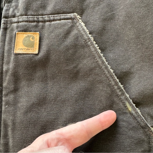 Carhartt Canvas Sherpa Lined Work Vest Jacket Mens Large V33 DKB Dark Brown - Picture 5 of 15